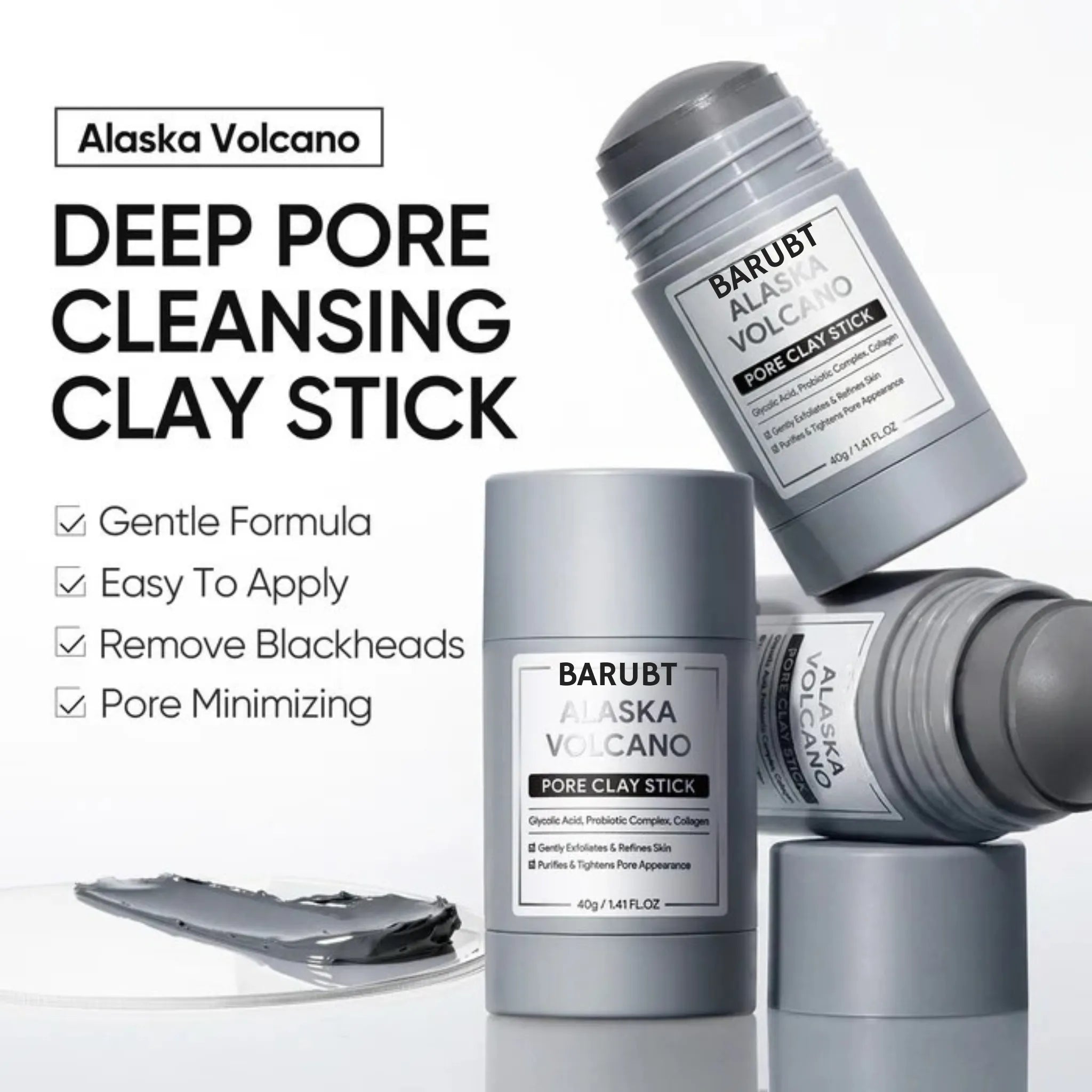 Alaska Volcano Pore Clay Stick | Deep Pore Detox in 10 Minutes
