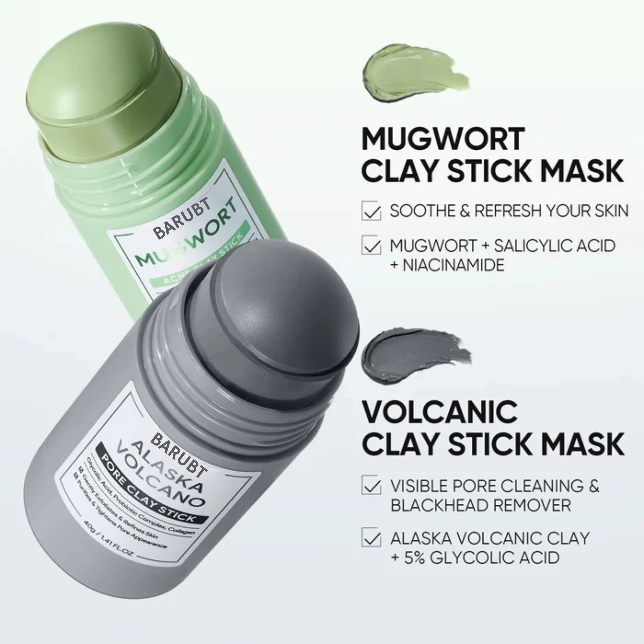 Pores and Acne Duo | Volcano + Mugwort Clay Sticks