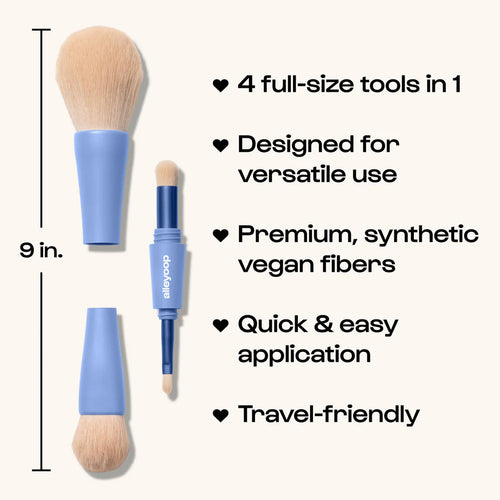 4-in-1 Makeup Brush | Travel Ready Full Face Tool