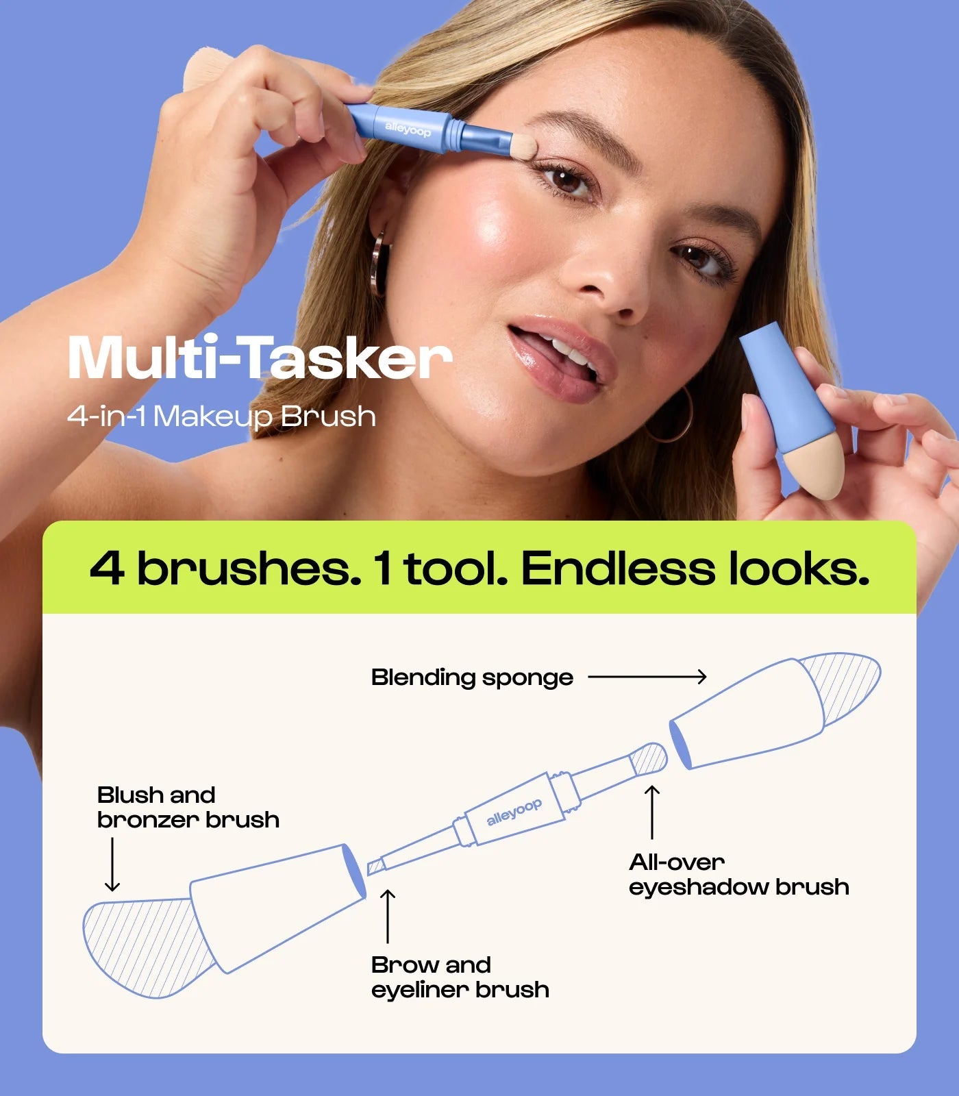 4-in-1 Makeup Brush | Travel Ready Full Face Tool
