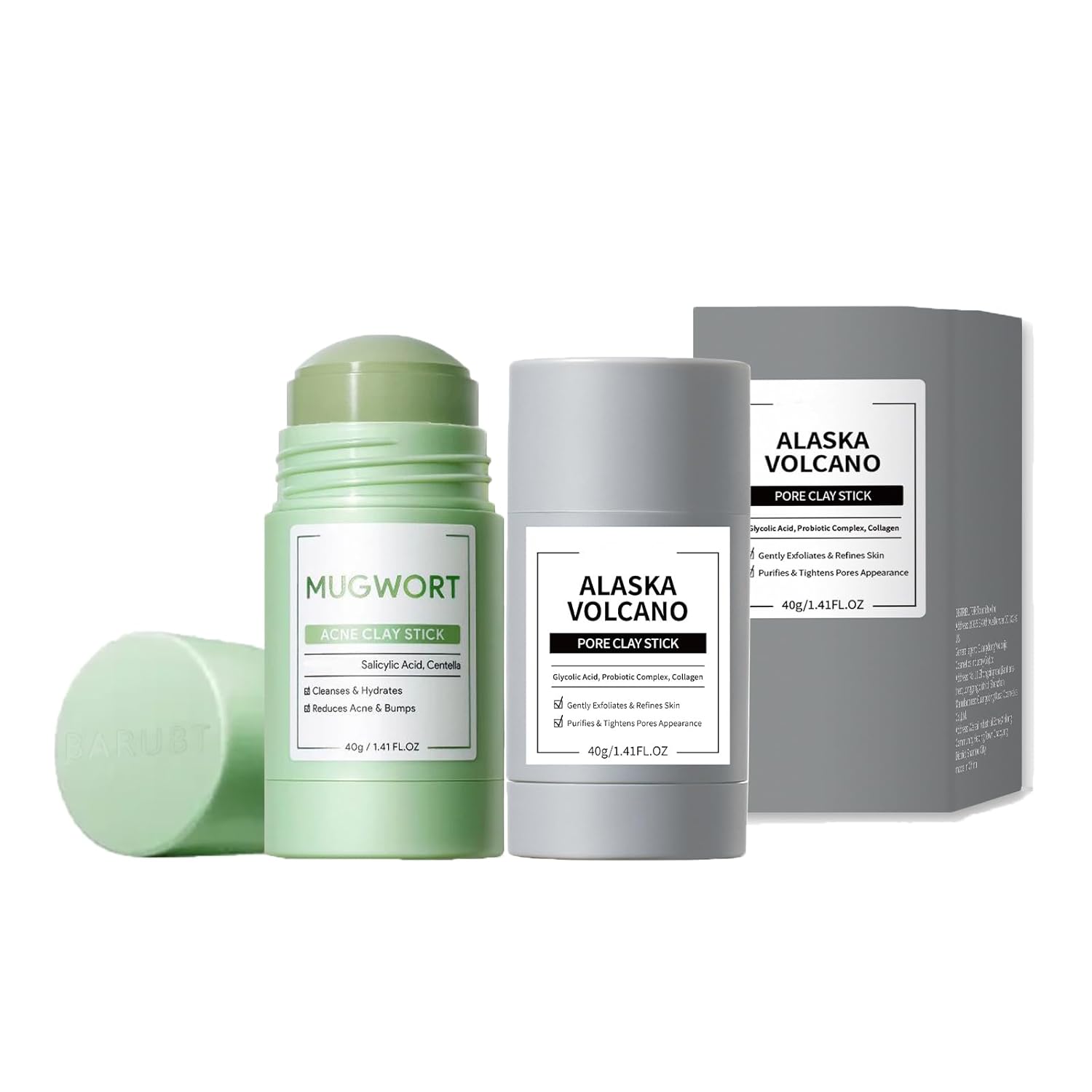 Pores & Acne Duo — Volcano + Mugwort Clay Sticks