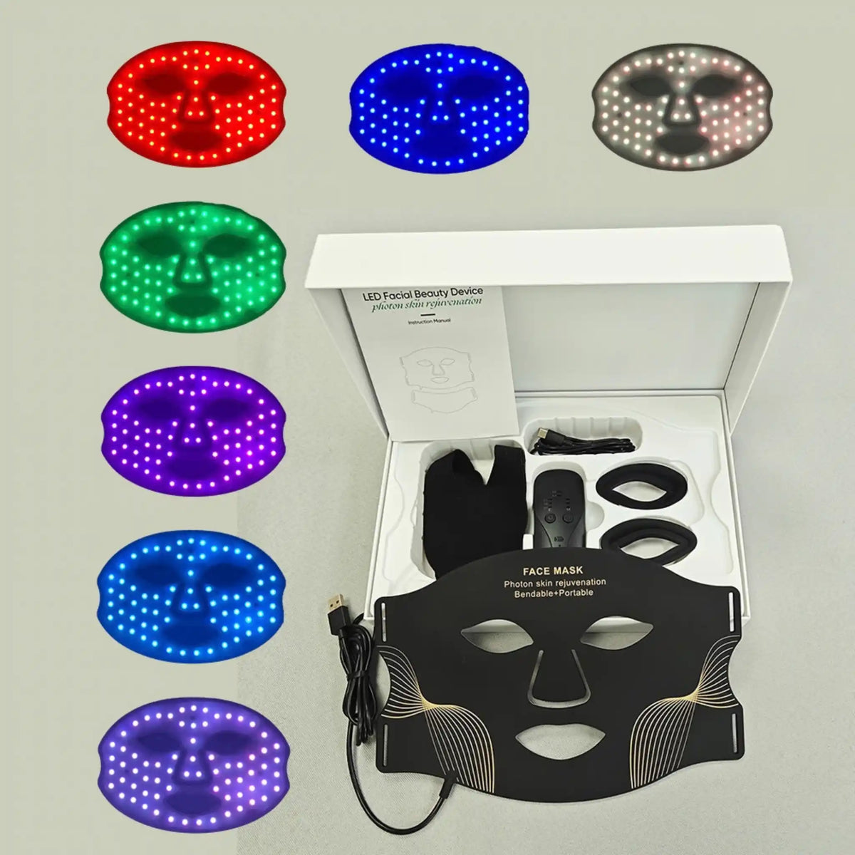 The Facial Sculpting System: 7-Color LED Infrared Face Mask + EMS V-Contour Jawline Sculptor