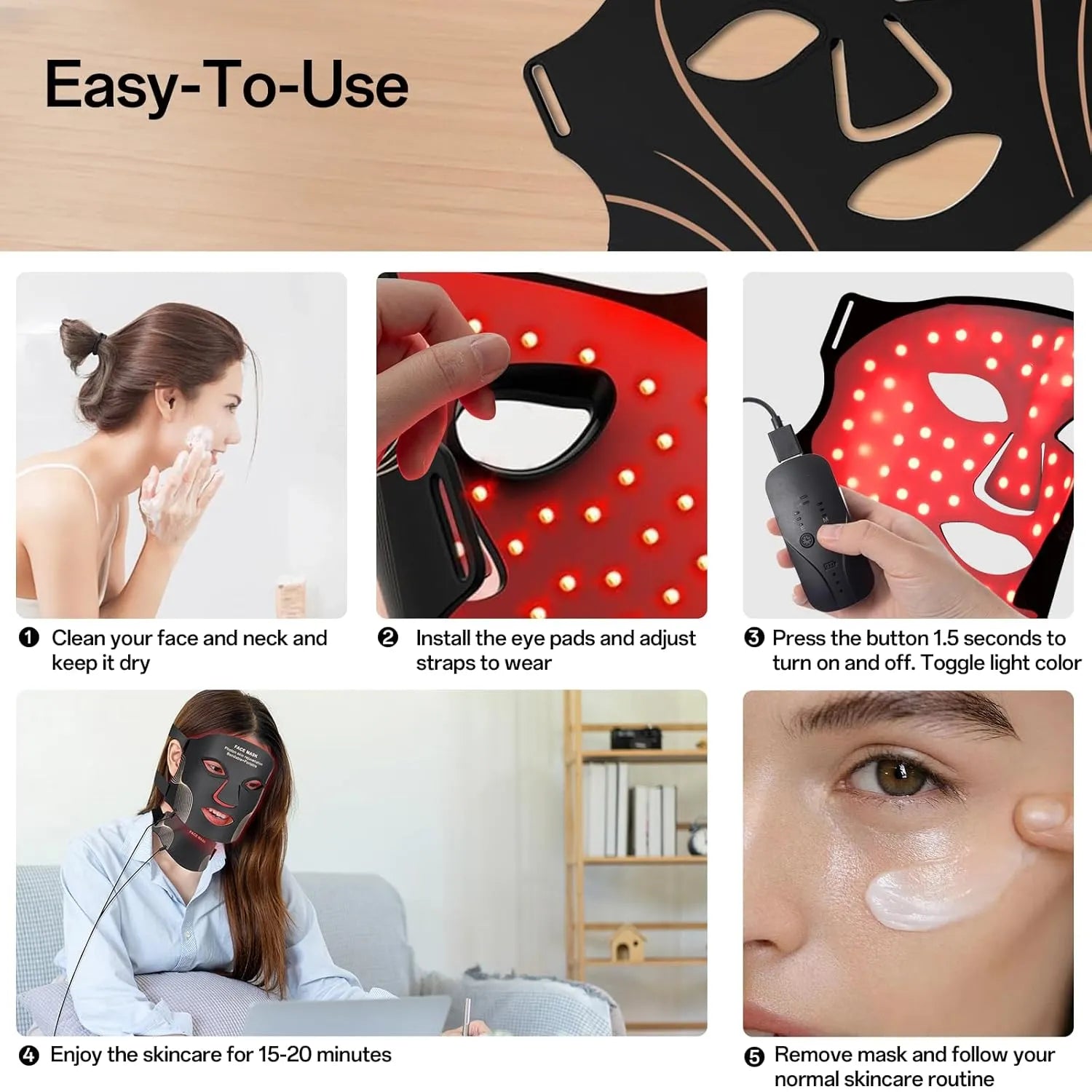 The Facial Sculpting System: 7-Color LED Infrared Face and Neck Mask + EMS V-Contour Jawline Sculptor