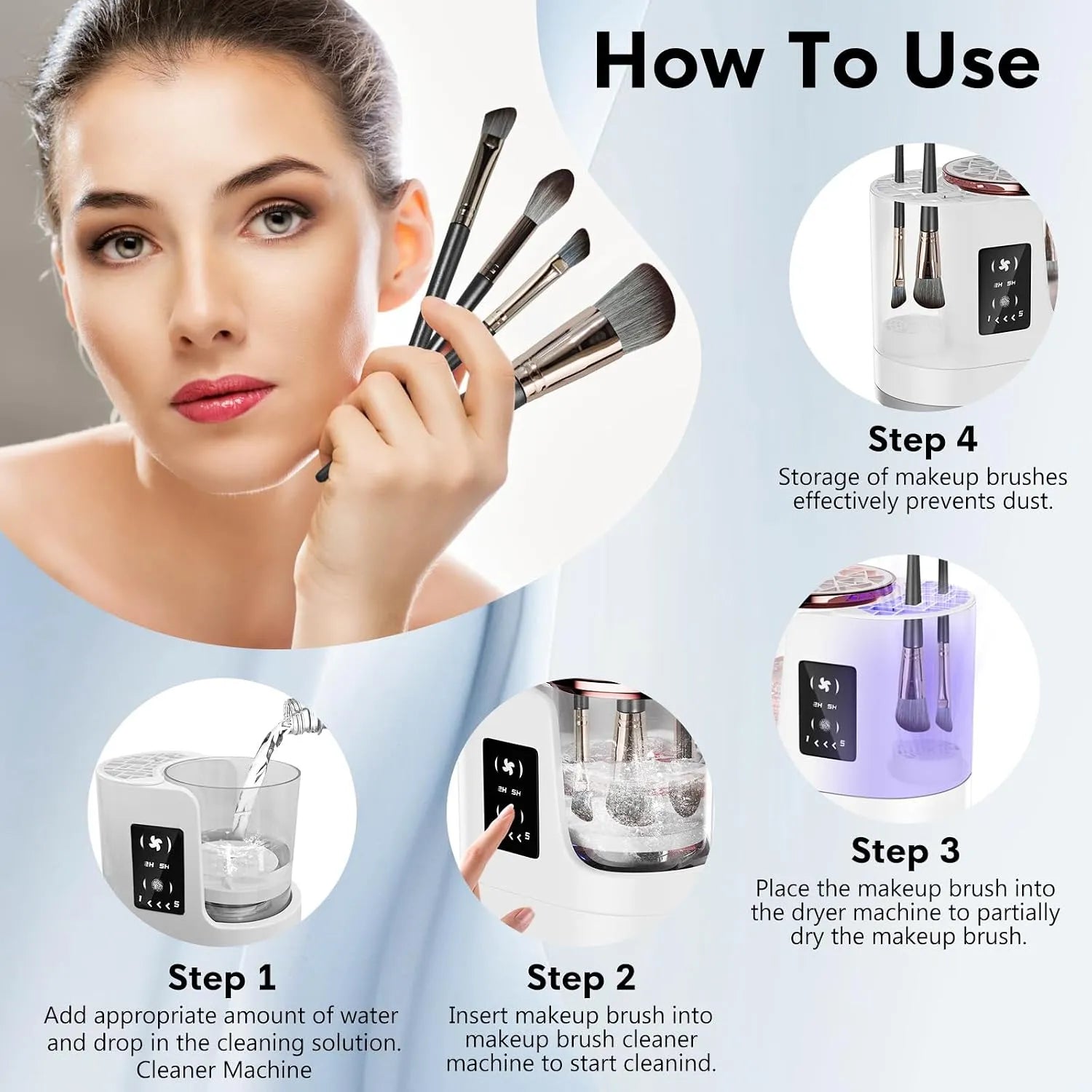 Electric Makeup Brush Cleaner | Clean. Dry. Done.