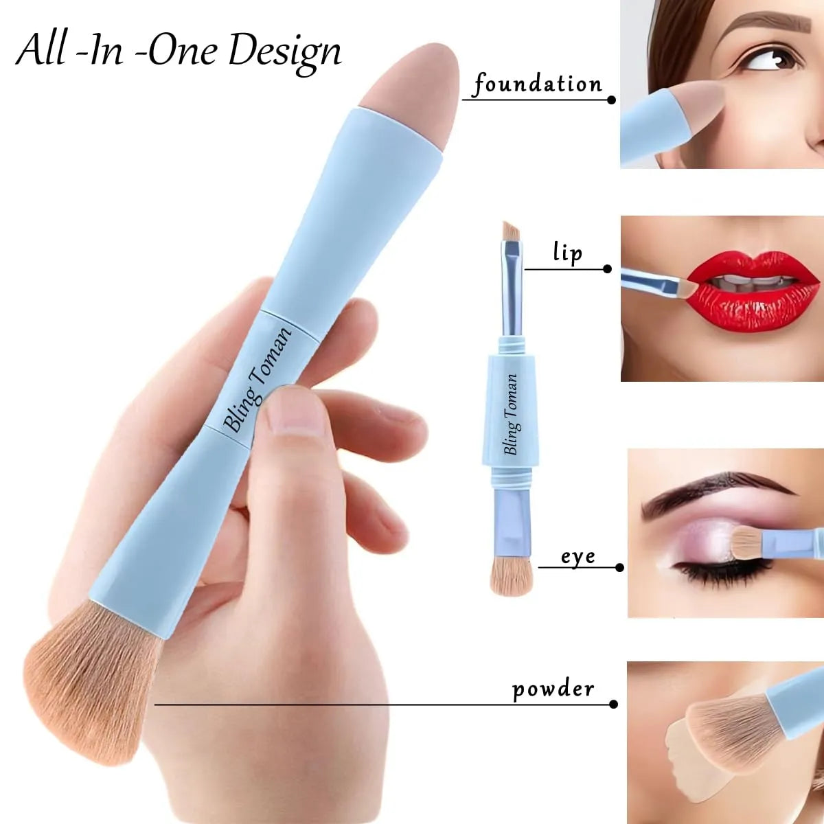 4-in-1 Makeup Brush | Travel Ready Full Face Tool