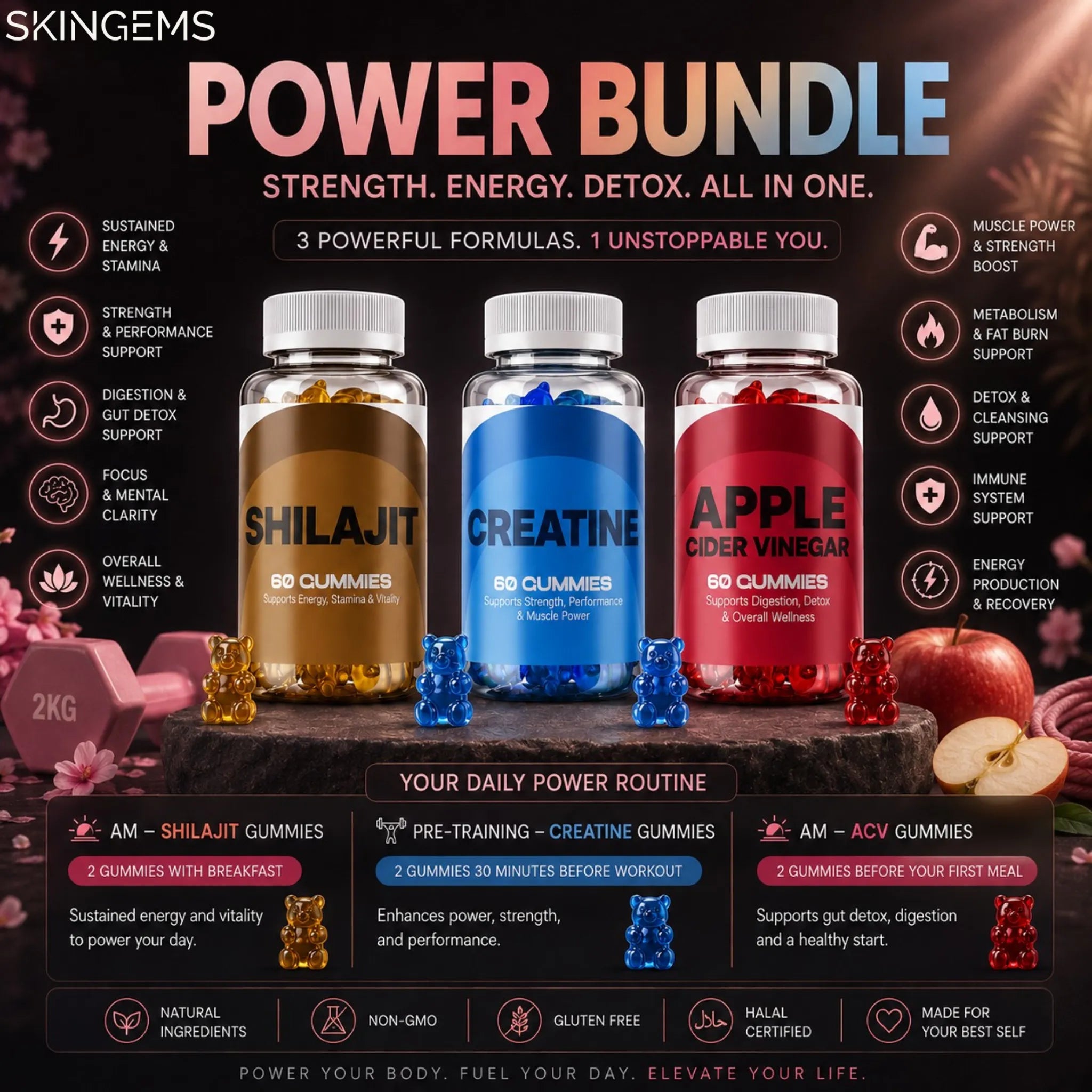 Power Bundle | Strength, Energy & Detox Gummies
