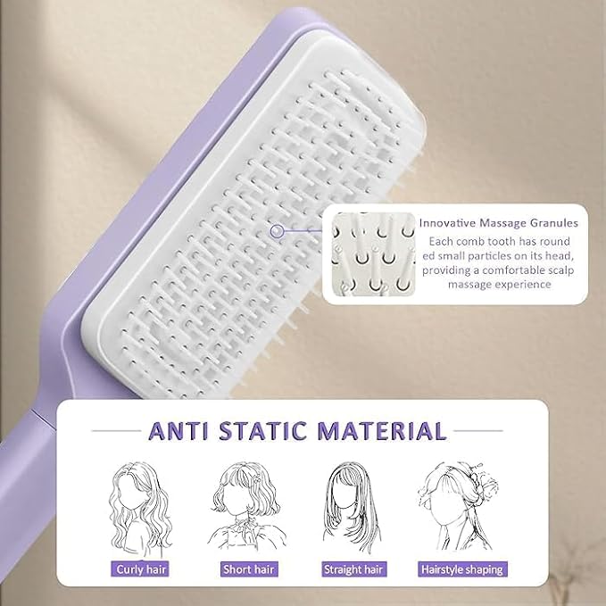Self Cleaning Hair Brush | Anti-Static Scalp Massage Comb