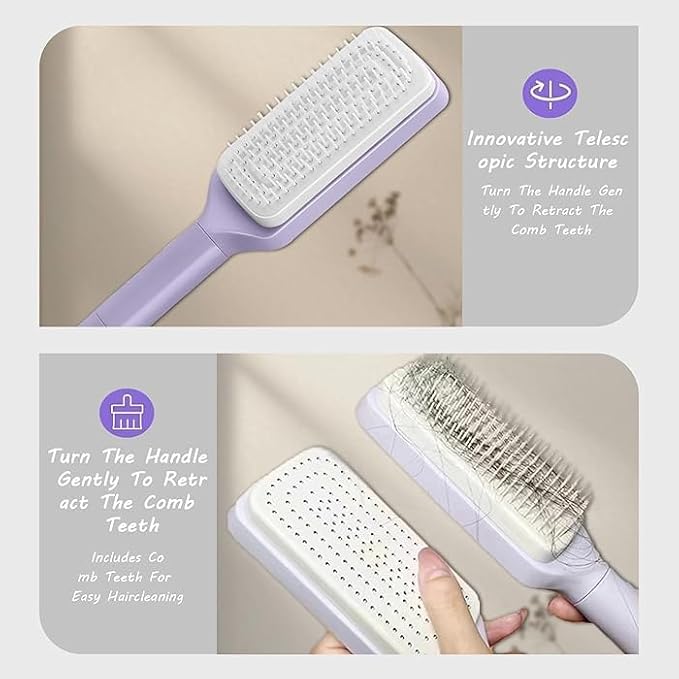 Self Cleaning Hair Brush | Anti-Static Scalp Massage Comb