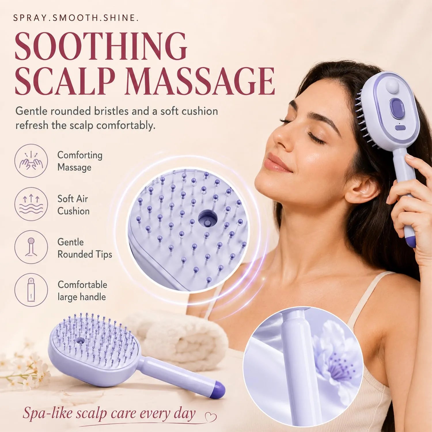 5 in 1 Electric Steam Hair Brush | Mist Spray Scalp Massage