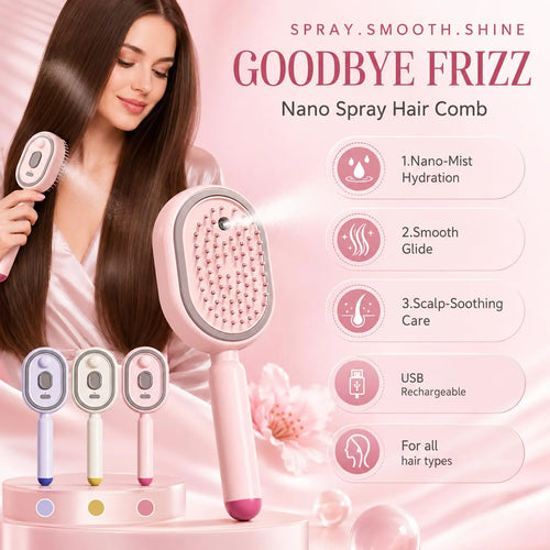 5 in 1 Electric Steam Hair Brush | Mist Spray Scalp Massage