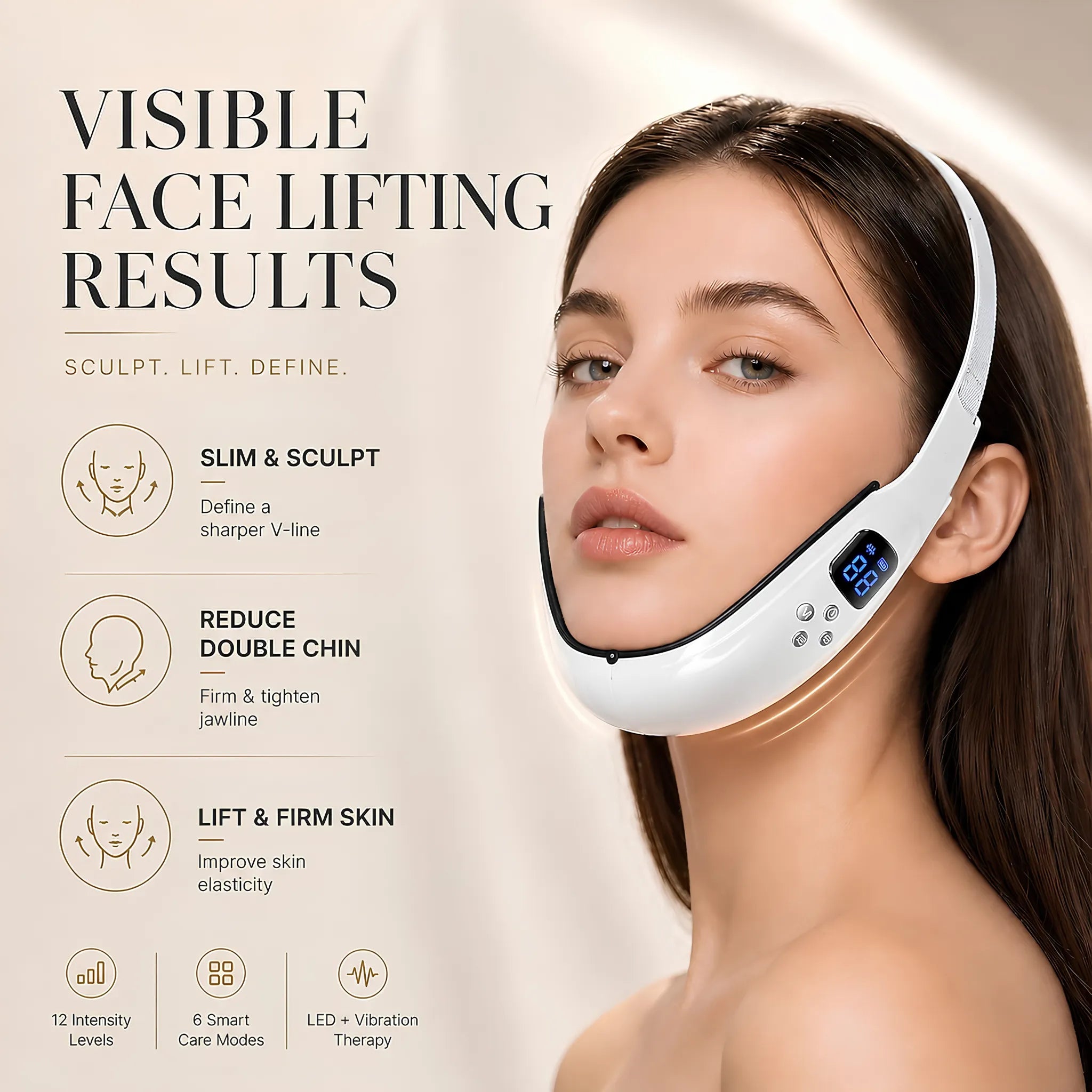 The Facial Sculpting System: 7-Color LED Infrared Face and Neck Mask + EMS V-Contour Jawline Sculptor